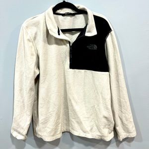 The North Face Mens 1/4 Zip Long Sleeve Fleece Pullover Cream Black Size XL